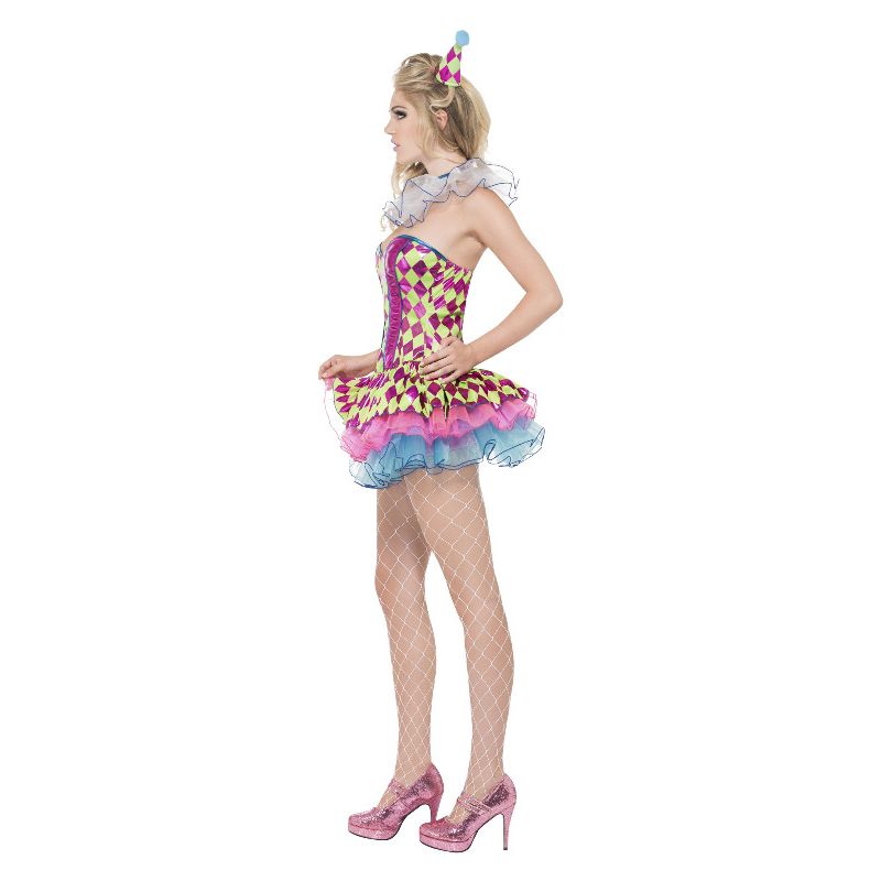 Neon Harlequin Clown Costume Pink Adult 3