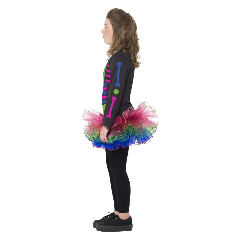 Neon Skeleton Girl Costume Neon Multi-Coloured Child 3