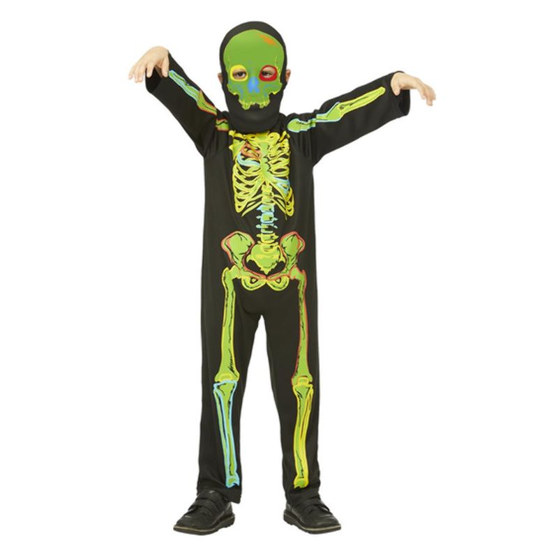 Neon Skeleton Glow in the Dark Childs Costume with Mask 1