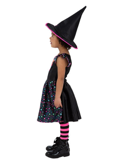 Neon Star Witch Girls Dress with Hat 3