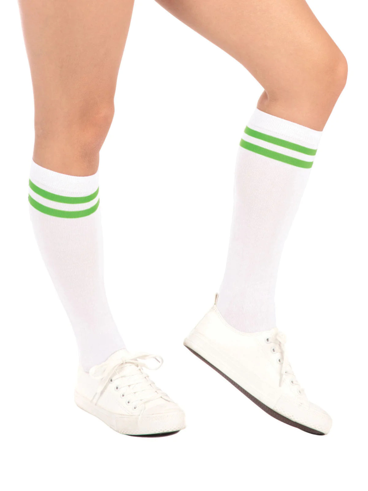 Neon Tube Socks White with Green Stripe 1
