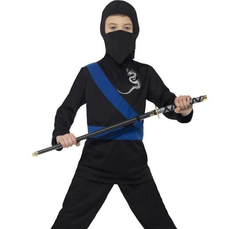 Ninja Assassin Costume Kids Black Blue_1