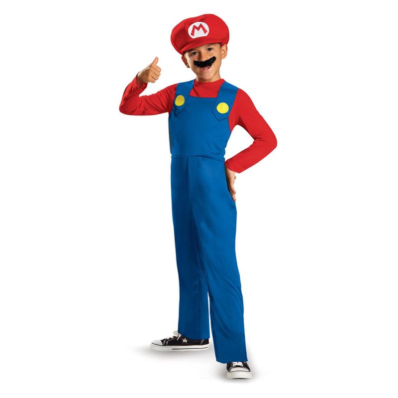 Nintendo Super Mario Brothers Mario Classic Child Blue Dungarees Red Top Cap Moustache 1