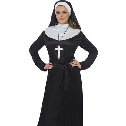 Nun Costume Adult Black White Head Scarf 2