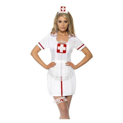 Nurses Set Adult White with Cap Garter and Net Apron 1