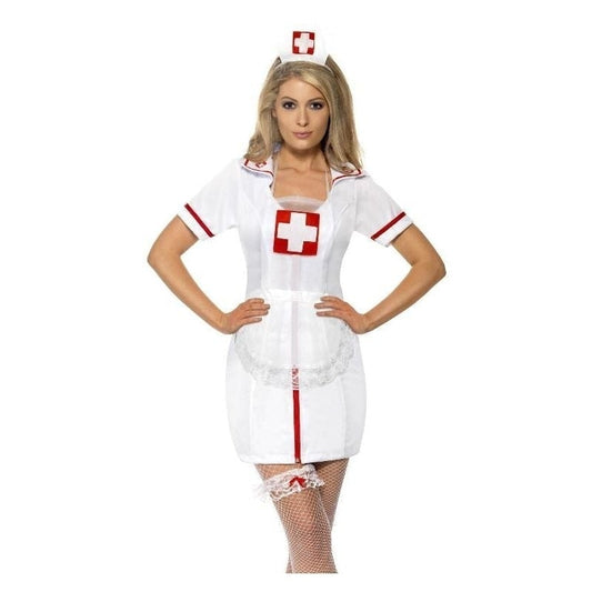 Nurses Set Adult White with Cap Garter and Net Apron 1