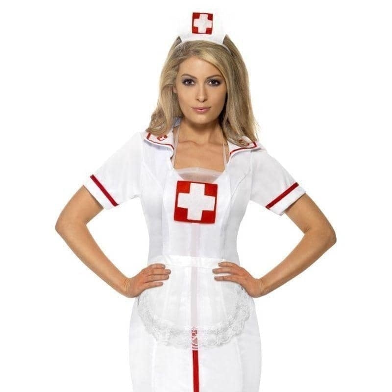 Nurses Set Adult White with Cap Garter and Net Apron 2