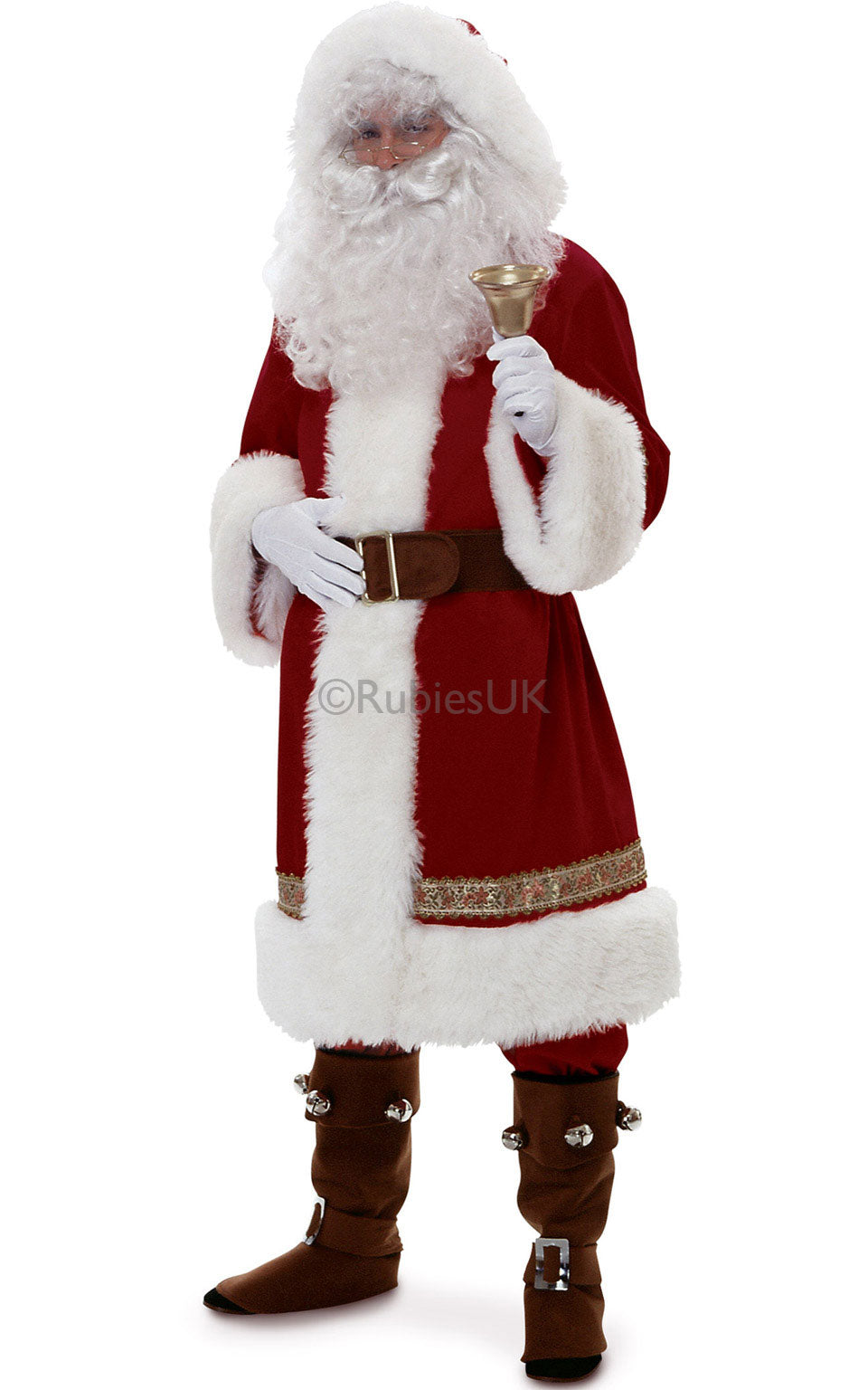 Old Time Santa With Hood Red Christmas Costume 1
