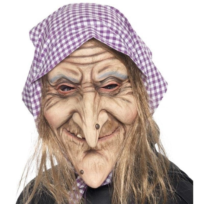 Old Witch Costume Mask Halloween Hair and Headscarf Costume Accessory 1