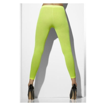 Opaque Footless Tights Neon Green 80s Adult Costume Accessory 1