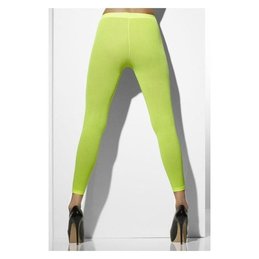 Opaque Footless Tights Neon Green 80s Adult Costume Accessory 1