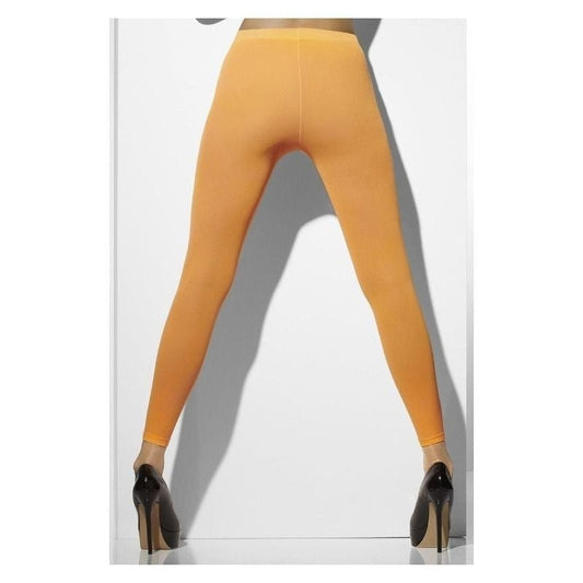 Opaque Footless Tights Adult Neon Orange 80s Party Costume Accessory 1