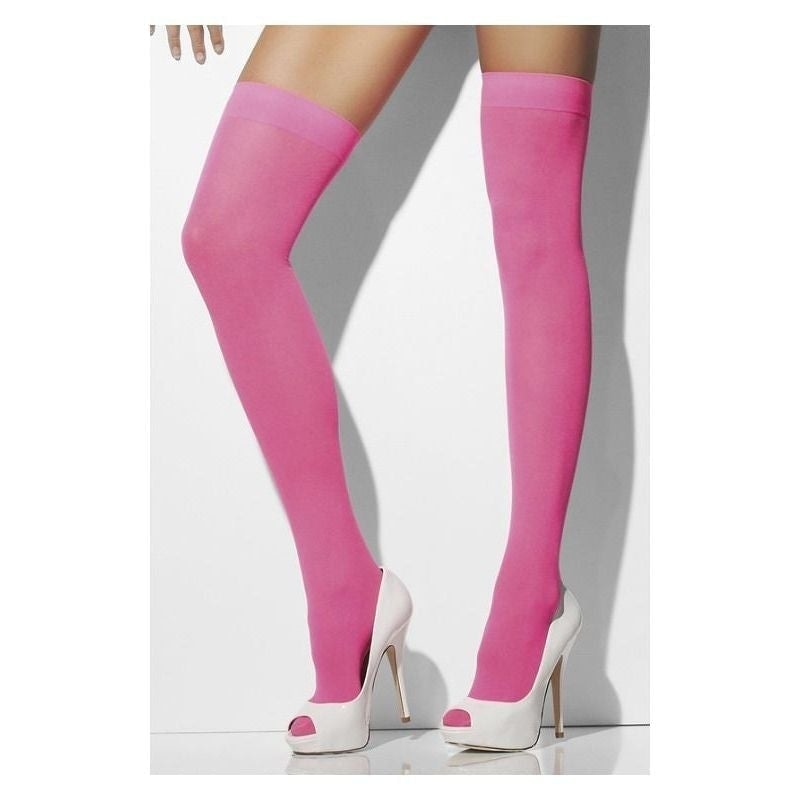 Opaque Hold Ups Neon Pink Adult Costume Accessory 1