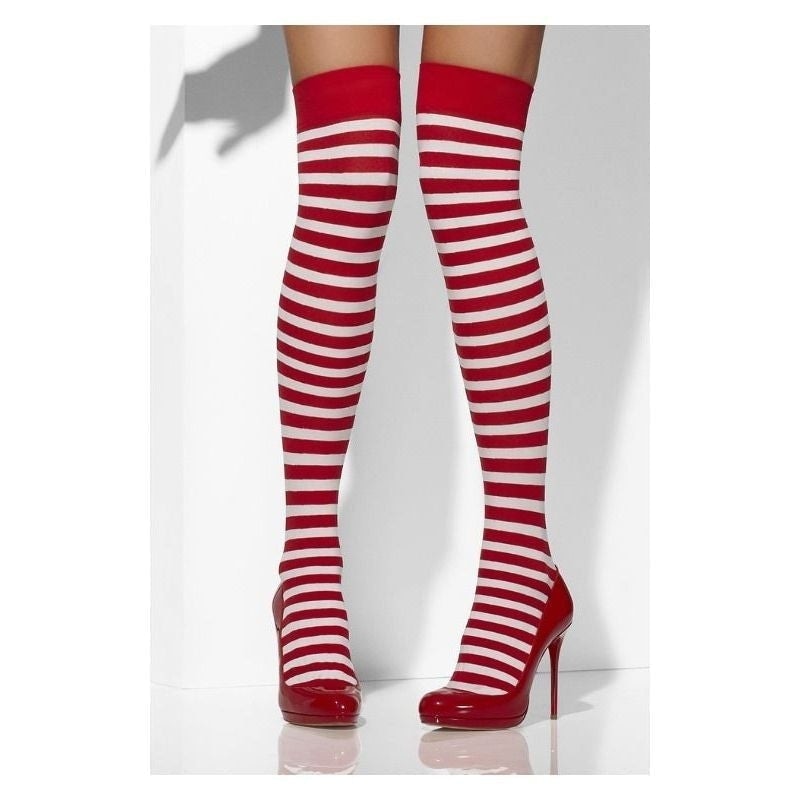 Opaque Hold Ups Adult Red Whte 42768 Opaque Hold Ups Adult Red Whte 42768