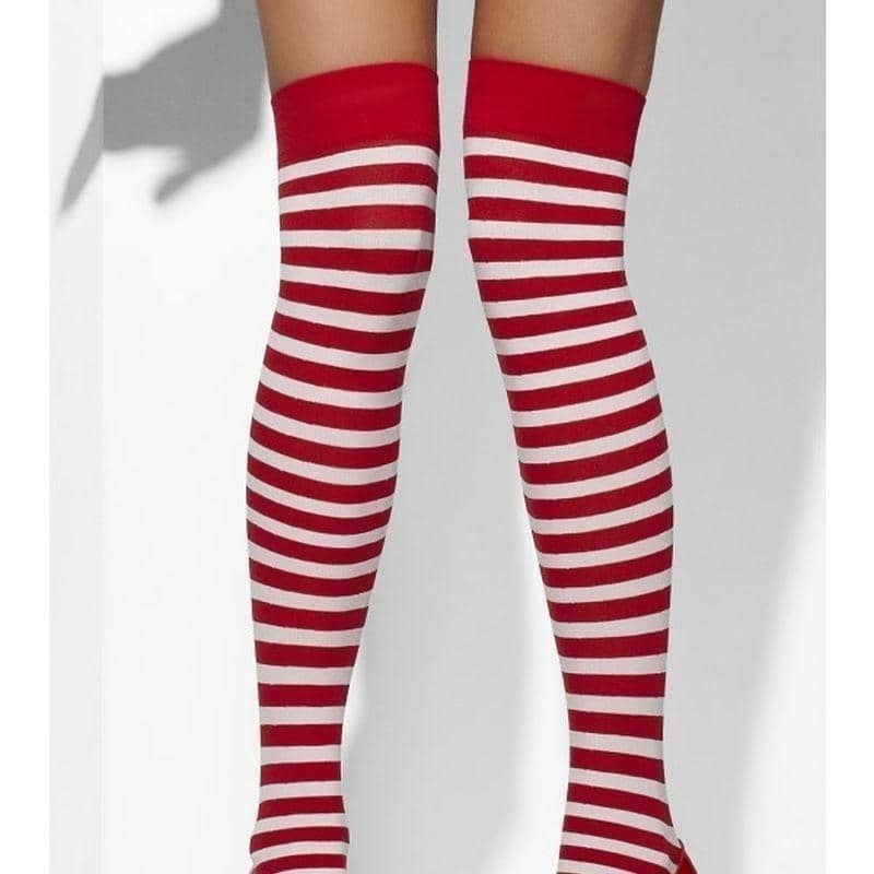 Opaque Hold Ups Adult Red Whte 42768 Opaque Hold Ups Adult Red Whte 42768