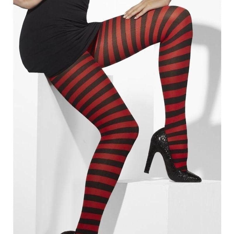 Opaque Tights Adult Red Black 1