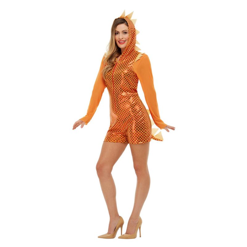 Orange Dragon Costume Adult Hooded Jumpsuit 1