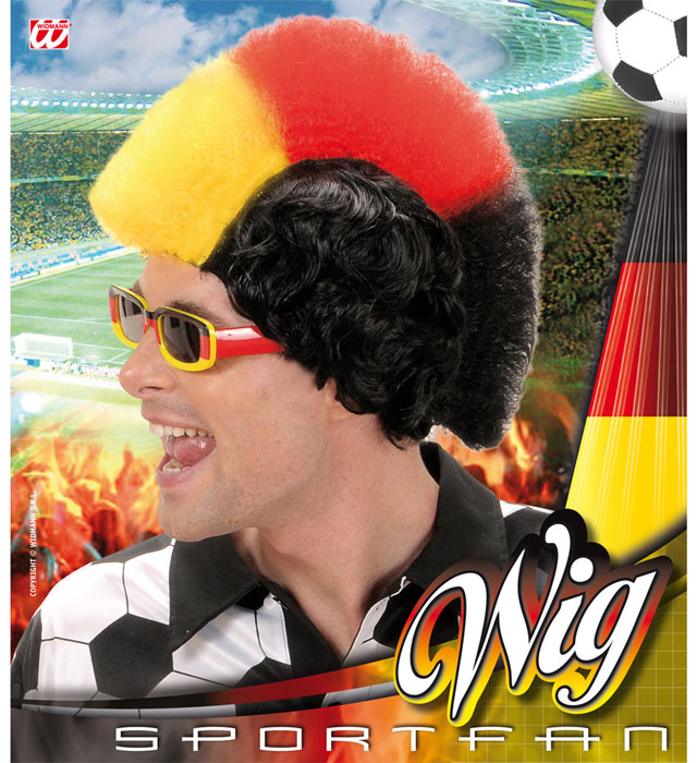 Black - Red - Yellow Supporter Man Wig In Box