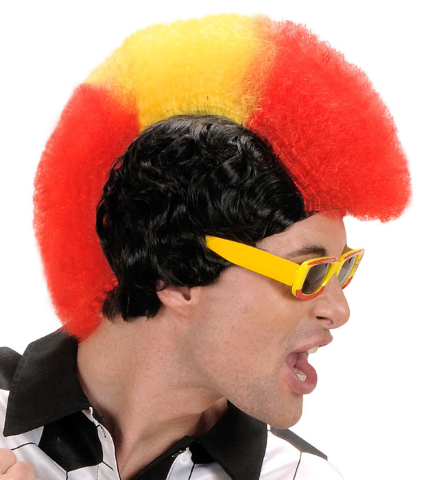 Red - Yellow - Red Supporter Man Wig In Box