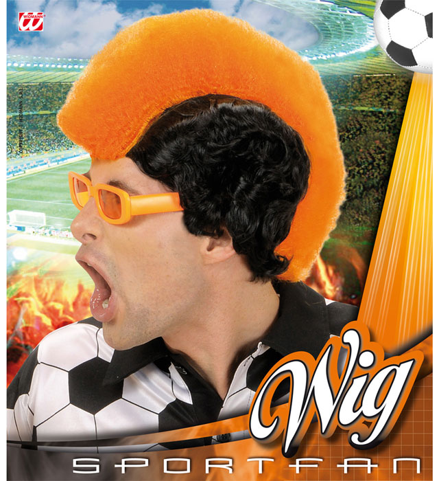 Orange Supporter Man Wig In Box