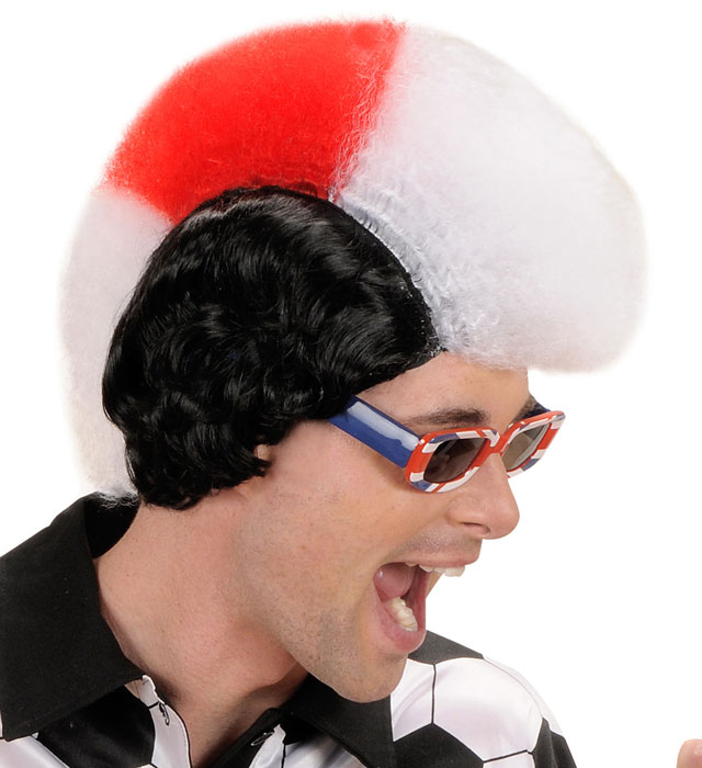 White - Red - White Supporter Man Wig In Box