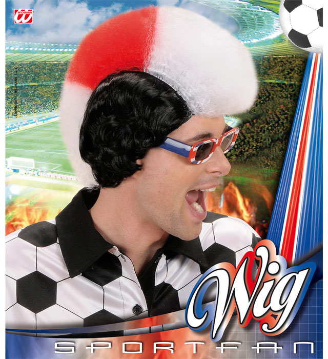 White - Red - White Supporter Man Wig In Box