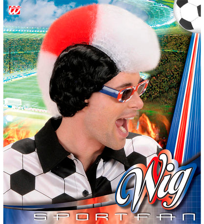 White - Red - White Supporter Man Wig In Box