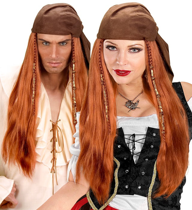 Pirate Of The Caribbean Wig With Suedette Bandana In Box