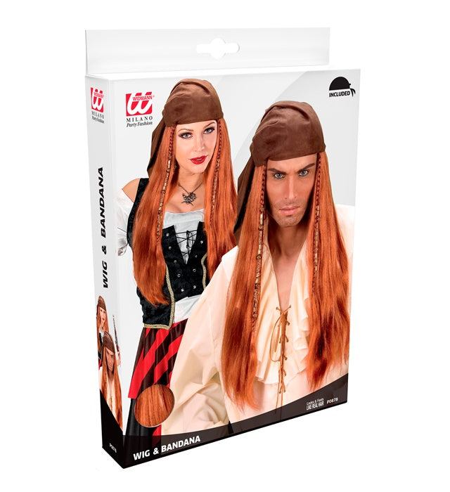 Pirate Of The Caribbean Wig With Suedette Bandana In Box