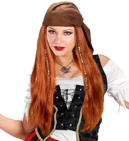 Pirate Of The Caribbean Wig With Suedette Bandana In Box