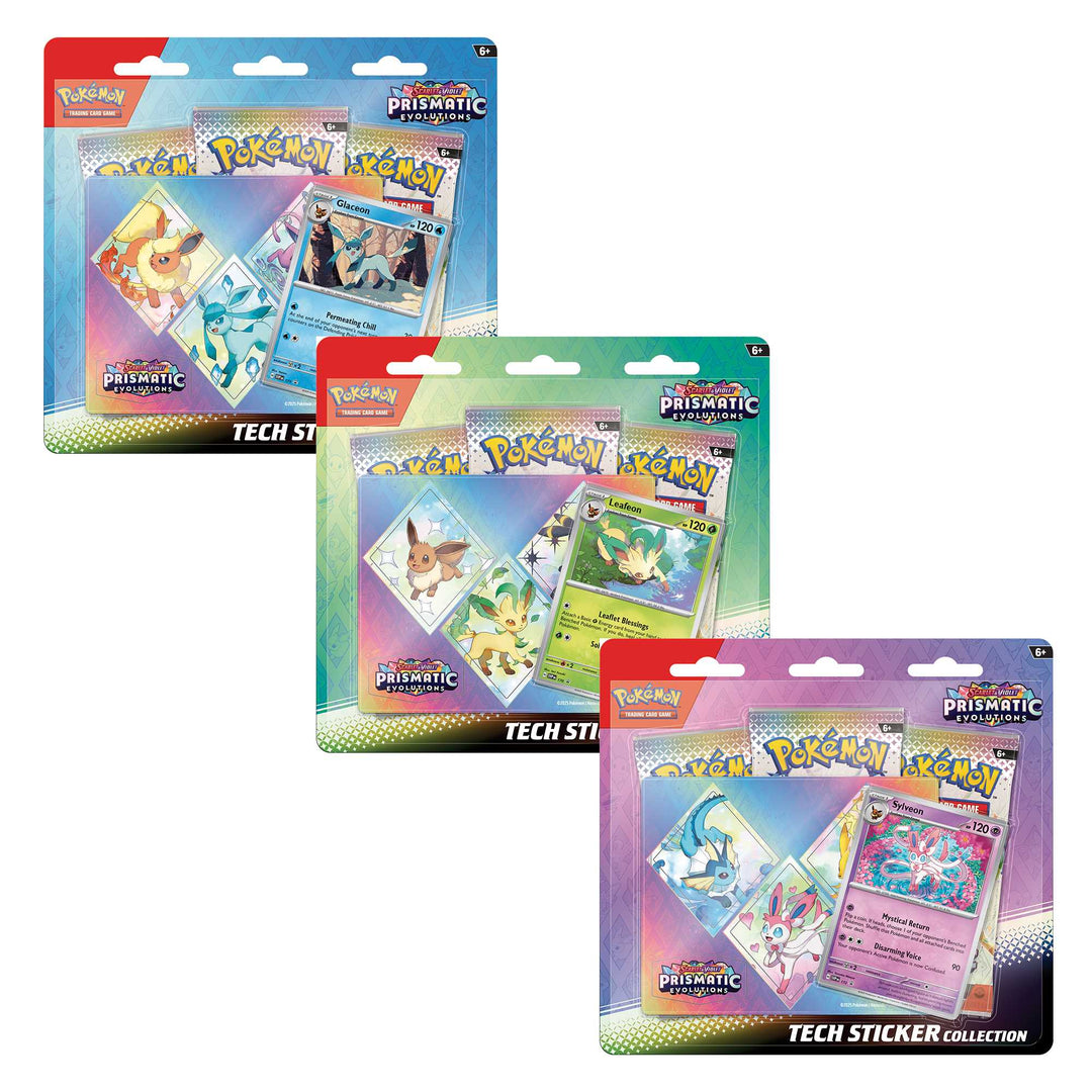 Pokémon TCG: Scarlet & Violet 8.5 – Prismatic Evolutions - Tech Sticker Collection- Assorted Display