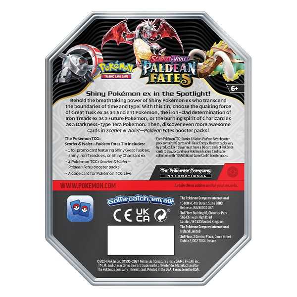Pokémon TCG: Scarlet & Violet 4.5 Paldean Fates Tin - Great Tusk/Iron Treads/Charizard 5