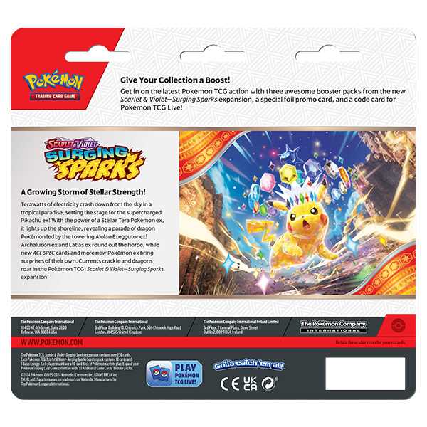 Pokémon TCG: Scarlet & Violet: Scarlet & Violet 8 - Surging Sparks - 3-Pack