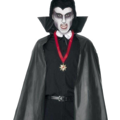 PVC Vampire Cape Black Stand Up Collar 114 cm Adult Halloween Costume Accessory 2