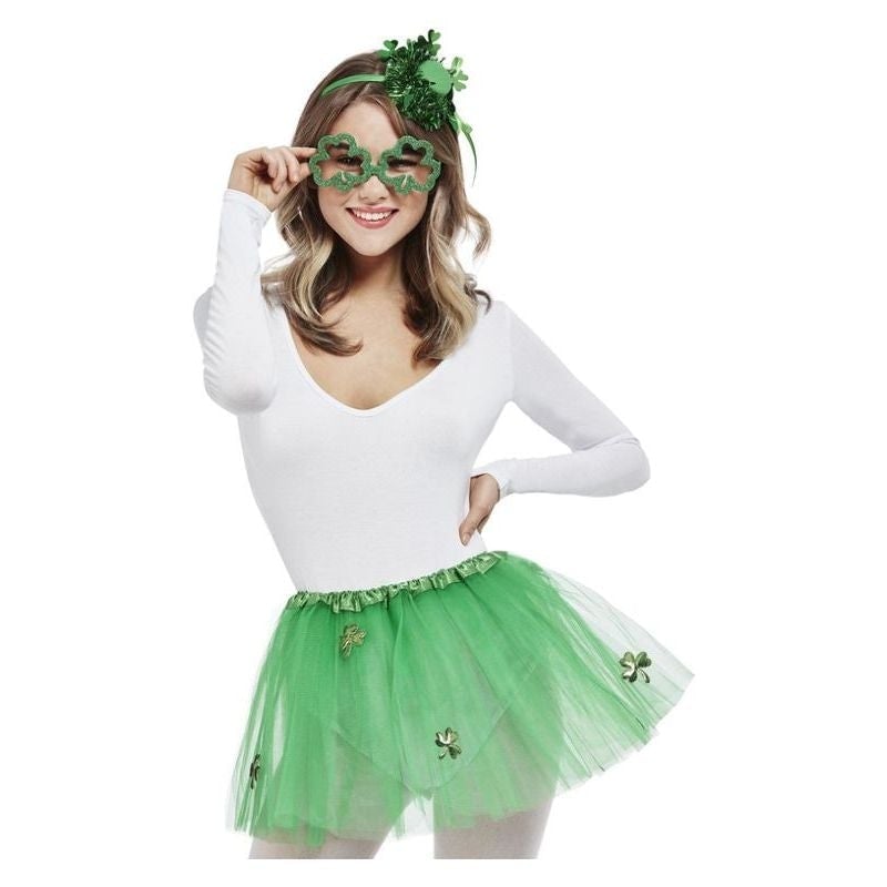 Paddys Day Party Girl Kit Green Tutu Mini Hat and Specs 1