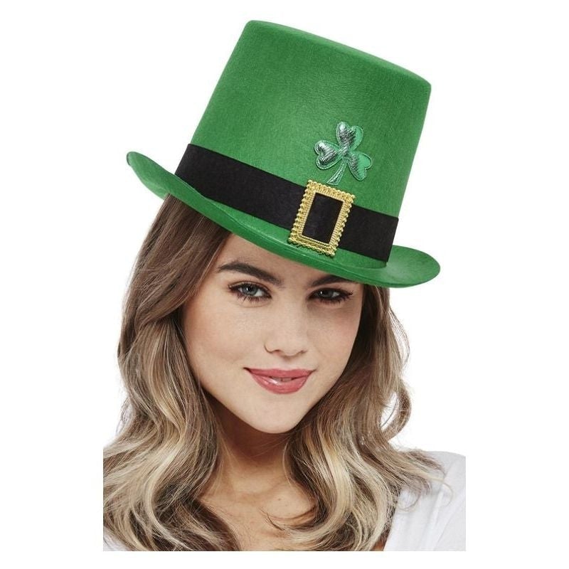 Paddys Day Top Hat Adult Green Shamrock Motif 1