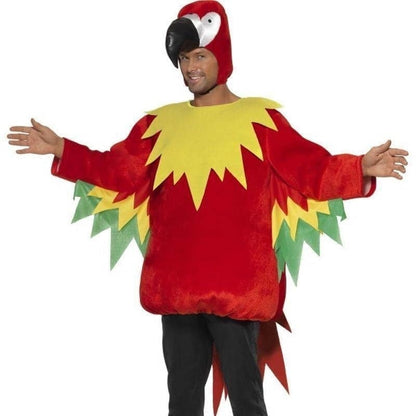 Parrot Costume Adult Red Yellow Green Jumpsuit Hood 1