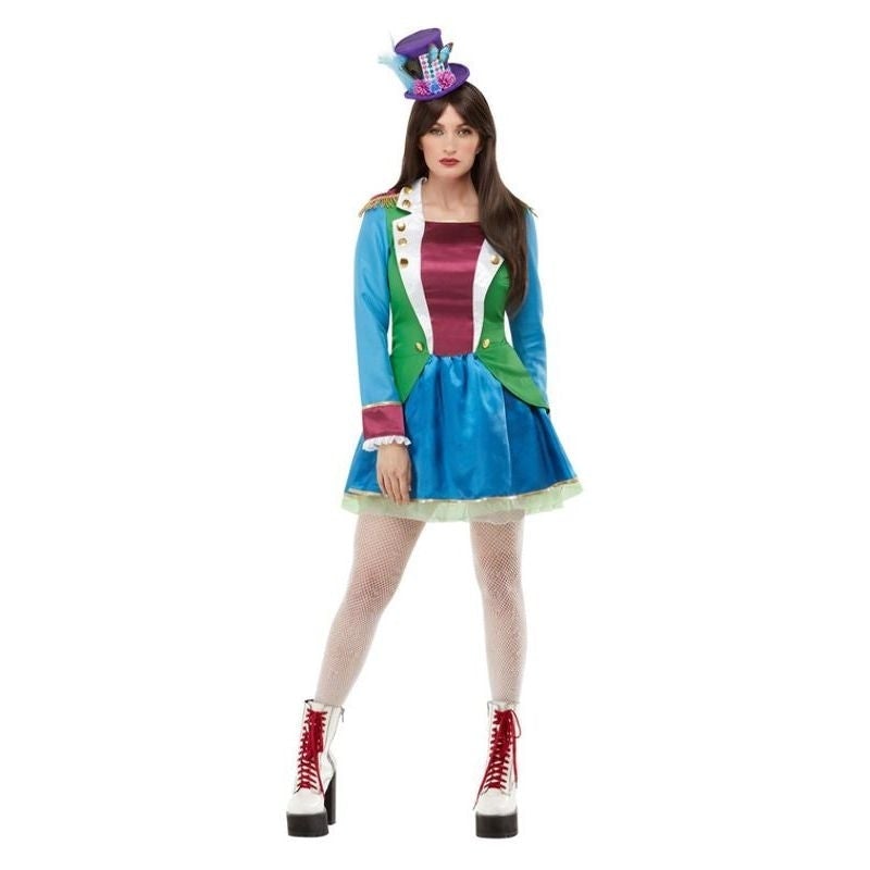 Mad Hatter Blue Party Dress with attached Jacket and Gold Trim 2