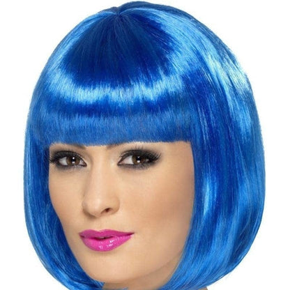 Partyrama Wig 12 Inch Adult Blue Short Bob Fringe Costume Accessory 1