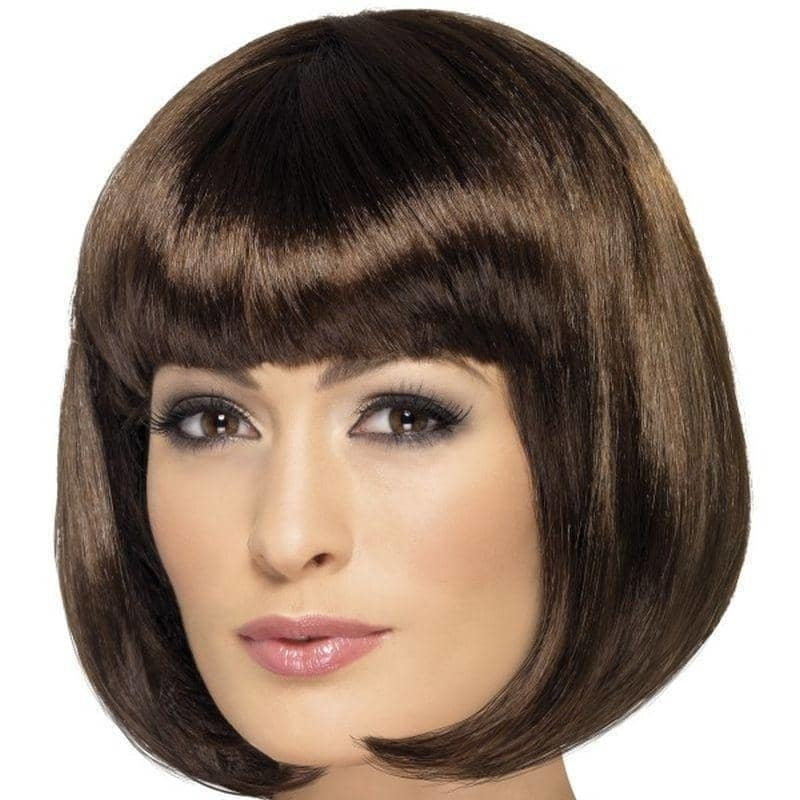 Partyrama Wig 12 Inch Adult Brown Short Bob with Fringe 1