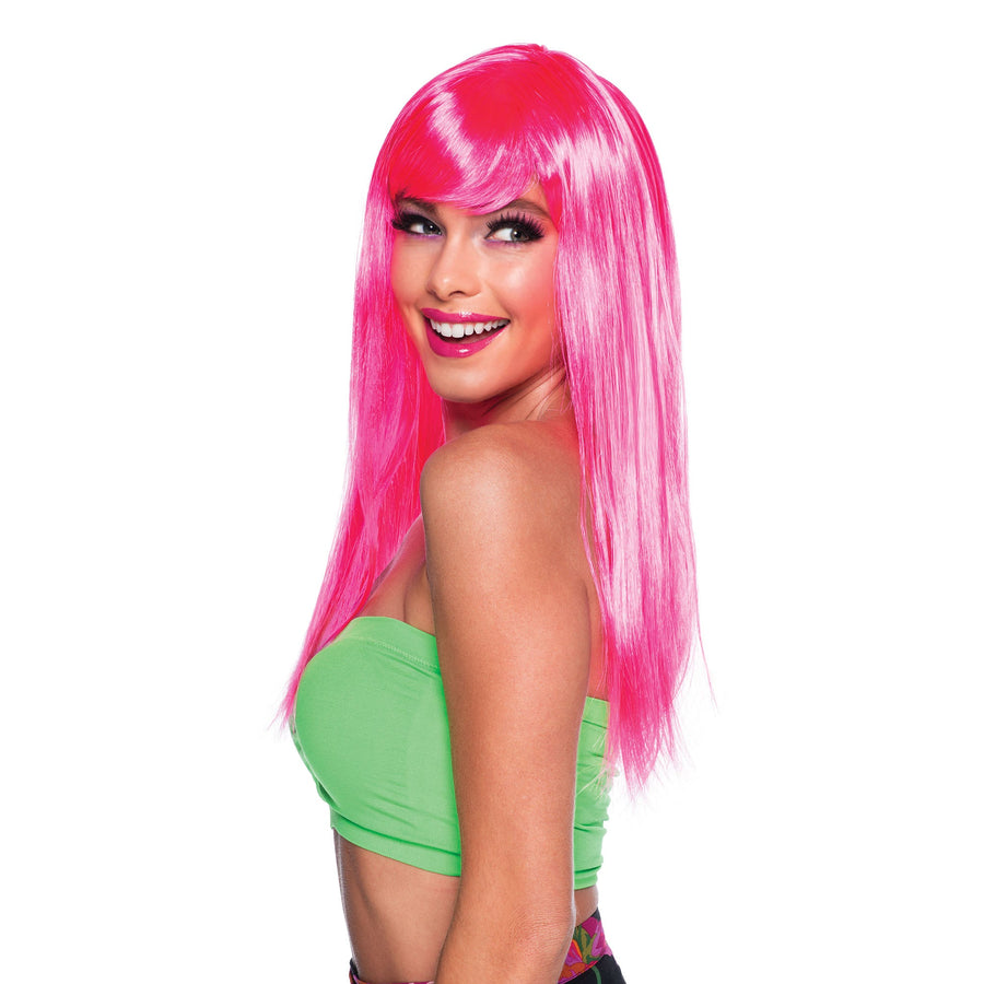 Passion Long Neon Pink Wig for Women_1