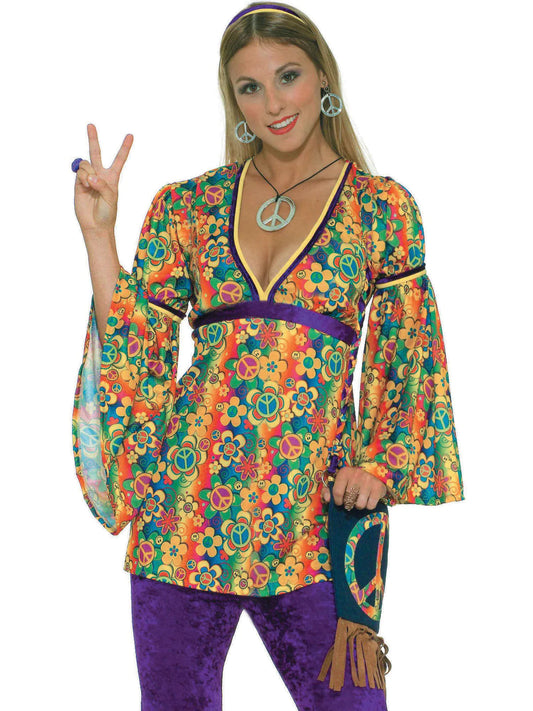 Peace Sign Necklace Earrings Hippy Costume Accessory Set 2