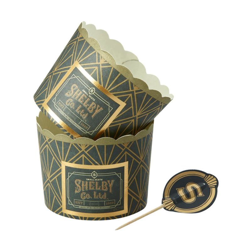 Peaky Blinders Tableware Cake Cases and Toppers Adult Grey Gold 1