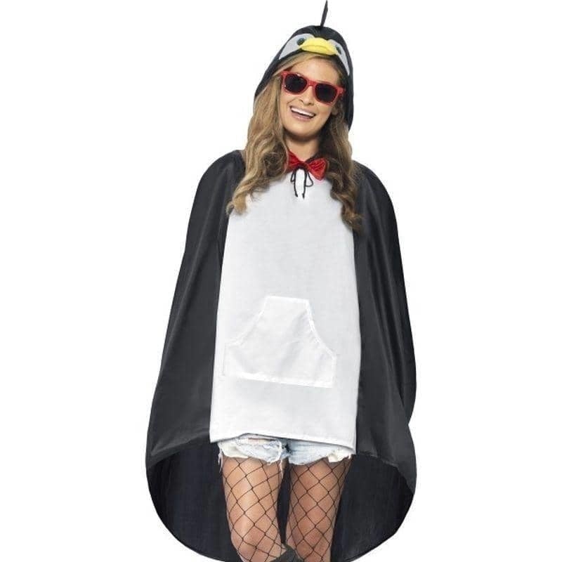 Penguin Party Poncho Black And White Drawstring Bag