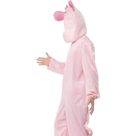 Pig Costume Adult Pink Bodysuit Tail Hood 2