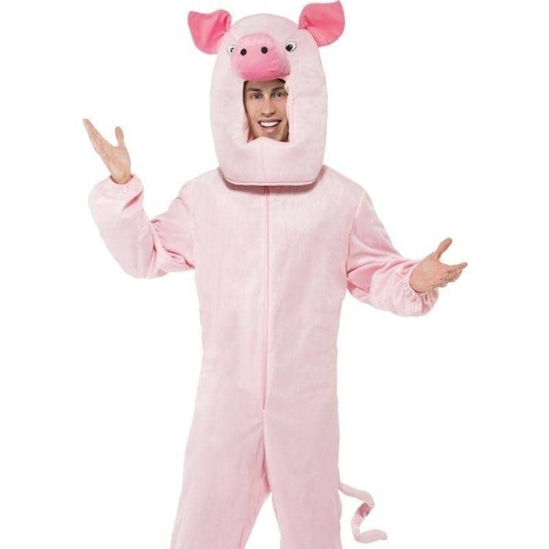 Pig Costume Adult Pink Bodysuit Tail Hood_1