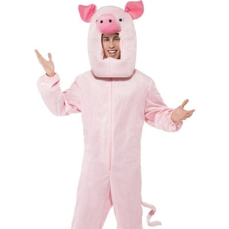 Pig Costume Adult Pink Bodysuit Tail Hood 1