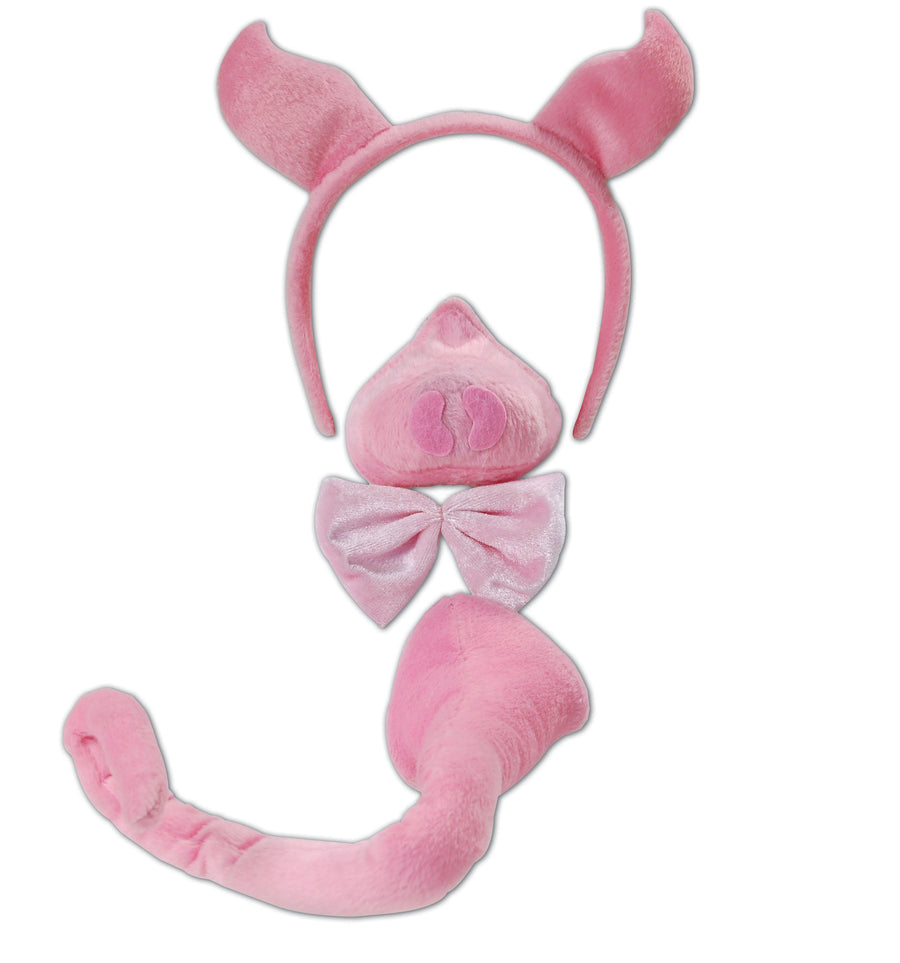 Pig Set with Sound Instant Costume Disguise Pink Ears Nose Tie Tail_1