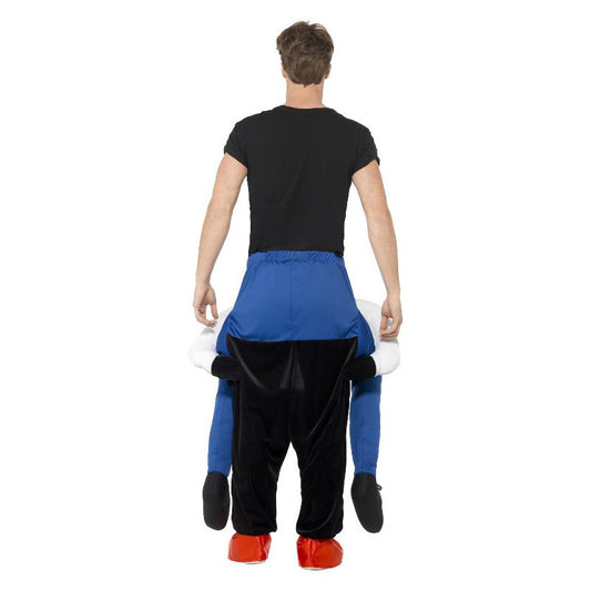 Piggyback Sinister Clown Costume Blue Adult One Piece Suit with Mock Legs 2