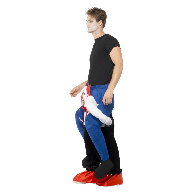 Piggyback Sinister Clown Costume Blue Adult One Piece Suit with Mock Legs 3